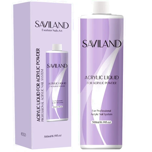 Saviland Acrylic Liquid – 16.91OZ/500ML Acrylic Liquid for Acrylic Powder Large Capacity Low Odor for Nail Extension & Carving Home DIY Nail Salon Use