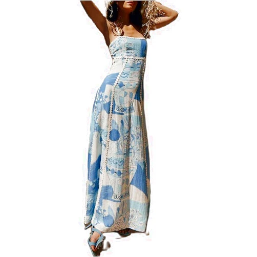 FEORJGP Womens Summer Spaghetti Straps Maxi Dress Spaghetti Strap Tie Dye Backless Swing Loose Fit Long Dresses Beachwear