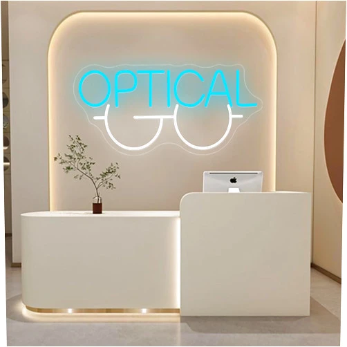 YESNEOMEET Optical Neon Sign Big for Wall Decor, Dimmable LED Neon Lights Signs for Business, Display Sign for Eyeglass Store, Optician's Store, Eye Exams, Optometry Business Signage Grand Opening Gift, 21x9.8