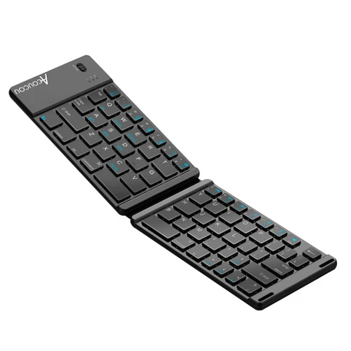 Acoucou Mini Bluetooth Keyboard Wireless Foldable Keyboard, Rechargeable Bluetooth Keyboard Portable Pocket Size Keyboard, Compatible with MAC/iOS, Windows, Android Smartphones, Tablets, Laptops etc.