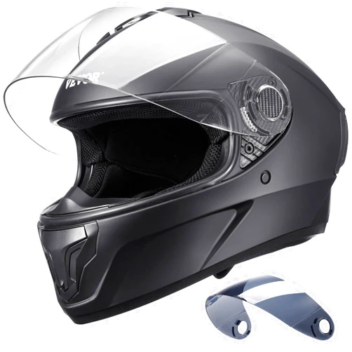 VEVOR Full Face Motorcycle Helmet DOT Approved, Dual Visor with Slot for Your Bluetooth & Interchangeable Lens, Smart Street ABS Helmet Comfortable Motocross Helmet, Fit for Youth & Adults