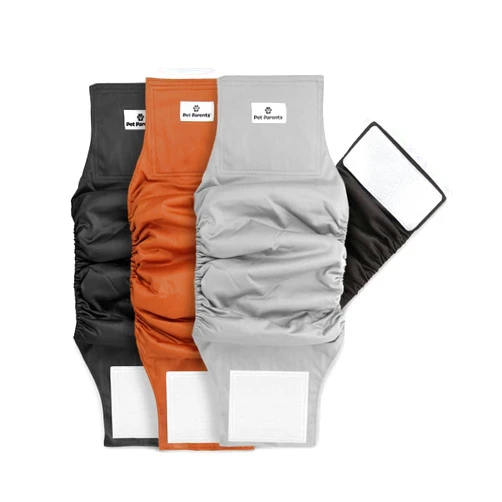 Pet Parents® Washable Belly Bands for Male Dogs (3pack) + Extendrs® of Durable Dog Diapers Male, Premium Male Dog Diapers & Dog Wraps (Small, Natural)