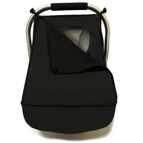 ZERTAO 3-in-1 Car-Seat Canopy Cover - Protective Carseat Sun Shade Canopy with Privacy Shade Canopies Covers for Boys Girls,Inner Bug Nets for Newborn Infant Protect Baby from Mosquito & Insect (Black)