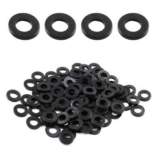 Qjaiune 100 Pack M6 Nylon Washers Black Flat Washer, 6mm ID 12mm OD 1.5mm Thickness Faucet Plastic Gasket, Metric Nylon Gasket Sealing Washer Spacer Flat Hose Washer for Water Pipe Water Hose