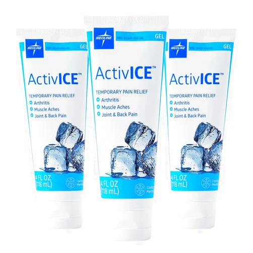 Medline ActivICE Topical Pain Reliever Gel, Great for Arthritis, Muscle Aches and Back Injuries, 4-oz Tube (3 Count)