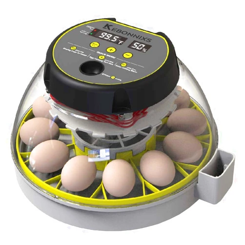 KEBONNIXS 12 Egg Incubator with Humidity Display, Egg Candler, Automatic Egg Turner, for Hatching Chickens