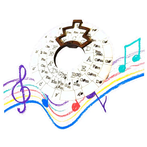 Bacion Wooden Melody Tool, Circle of Fifths Wheel, Circle Wooden Wheel and Musical Educational Tool, Chord Wheel for Musicians, Musical Instruments and Accessories, For Notes, Chords and Key Signature GF831