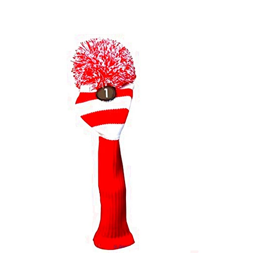 Unknown Red White Golf Headcover New Majek #1 Fits 460cc OS Oversized Long Neck Driver Knit Pom Pom Retro Classic Vintage Longneck Golf Clubs Head Cover