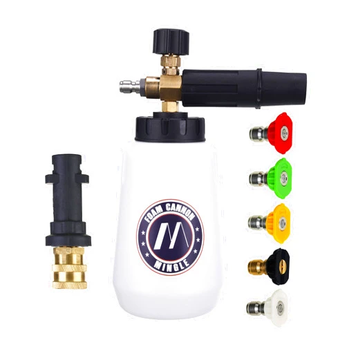 M MINGLE Foam Cannon, Compatible with Karcher K2, K3, K4, K5, K6, K7 Pressure Washer, with 5 Nozzle Tips, 1/4 Inch Quick Connector