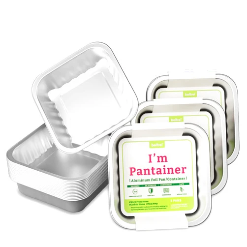 Belbei 7 Inch Square Aluminum Pans (15 Pack) | Non-Stick Reusable Foil Pans | Leak-Proof Heavy Duty Disposable Pans | Freezer, Microwave, Oven-Safe Foil Tins | Multi-Use Bakeware for Casserole, Lasagna, Pie