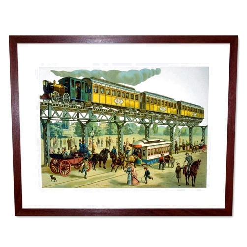 Wee Blue Coo Travel Vintage New York Elevated Railway Memorabilia Framed Print B12X1810
