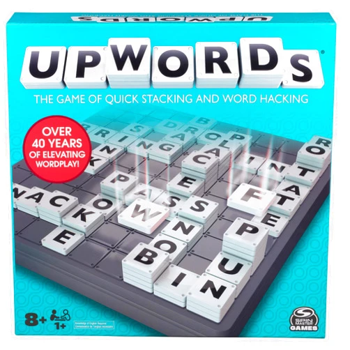 Spin Master Games, Upwords, The Stackable Word Game: 2023 Edition, Includes Rotating Board & Letter Tiles, Classic Crossword Activity for Kids & Family, 3-6 Players, for Ages 8+