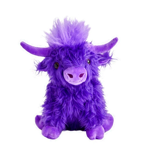 WinAdiGoo Purple Highland Cow Stuffed Animal Toy 10 inch Realistic Cattle Plush Doll Farm Toy Kids Gift