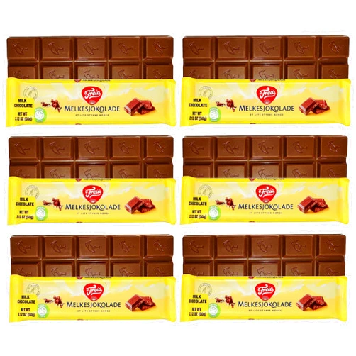 KIMBONNI Freia Norwegian Milk Chocolate Bars, 60g, 6-Pack, Individually Wrapped, Rich, Decadent, Melt-in-Your-Mouth