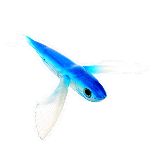 YDZN Fishing Lure Seawater Fishing Bait Flying Fish Lure Boat Trolling Tuna Mackerel Soft Baits -Blue