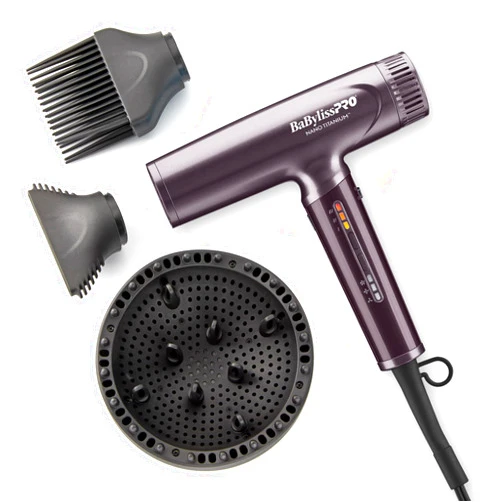 BaBylissPRO Nano Titanium Professional Nano Light Ionic Dual-Voltage Lightweight Hair Dryer, Portable Travel Professional Styling Tool with Diffuser, Blow Dryer Set for All Hair Types