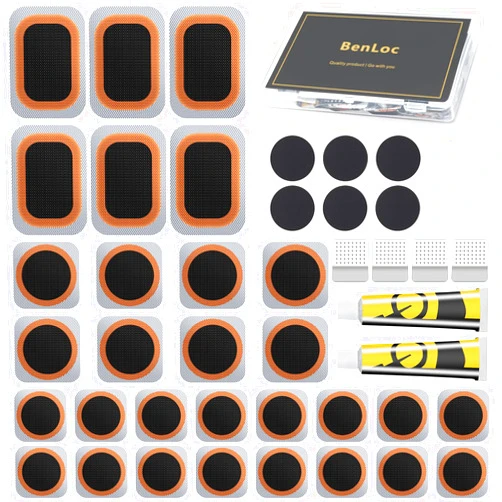Dexnoca Bike Inner Tire Patch Repair Kit - Bycicle Tube Puncture Patches Kits, 30PCS Vulcanizing Patches, Glueless Patchs for Motorcycle BMX Cycling MTB Road Mountain Bicycle