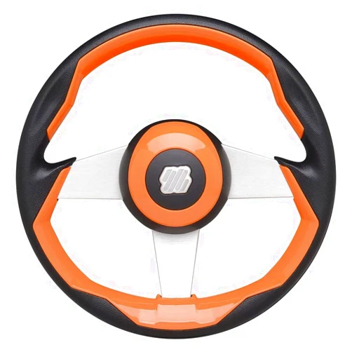 Uflex GRIMANI 0/S Grimani Steering Wheel - Orange Poly Grip with Silver Aluminum Spokes, 13.8