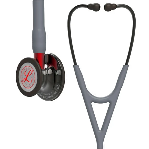 3M Littmann 3M™ Littmann® Cardiology IV™ Diagnostic Stethoscope, Limited Edition Featuring Red Logo Diaphragm, Engraved Heart on High Polish Smoke Chestpiece, 27
