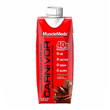 MuscleMeds Carnivor Ready to Drink Protein, Chocolate 16.9 Fl Oz (Pack of 12)
