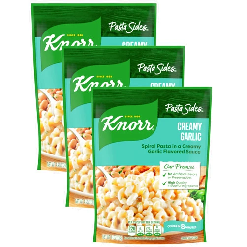 Knorr Pasta Sides Creamy Garlic For Delicious Quick Pasta Side Dishes No Artificial Flavors, No Preservatives 4.4 oz (Pack of 3)