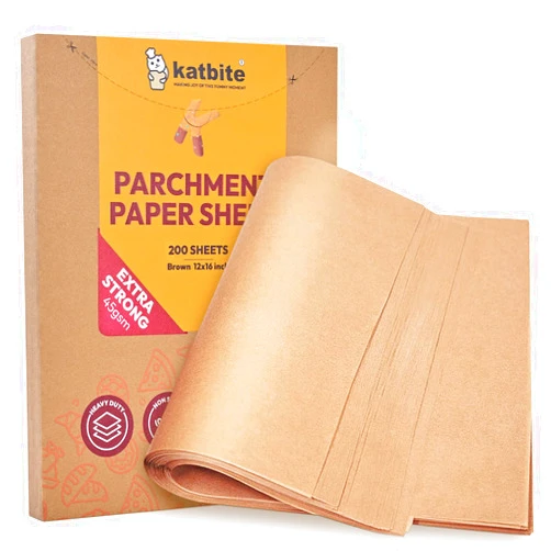 Katbite 200Pcs 12x16 In Unbleached Parchment Paper for Baking, Precut Parchment Paper Sheets, Heavy Duty Flat Baking Paper, Half Sheet Baking Sheets for Baking Cookies, Cooking, Air Fryer, Oven