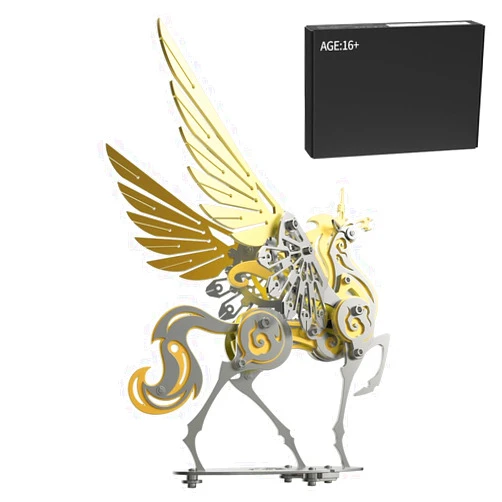 LOCHE 3D Metal Puzzle Model Kits, 3D Metal Steampunk Mechanical Unicorn Kit 3D Jigsaw Puzzle, 129+ Pieces 3D Laser Puzzle DIY Assembly 3D Metal Model for Adults