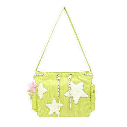 AFGWK Corduroy Star Tote Bag for Women Teens Y2K Aesthetic Hobo Crossbody Shoulder Messenger Bag for School