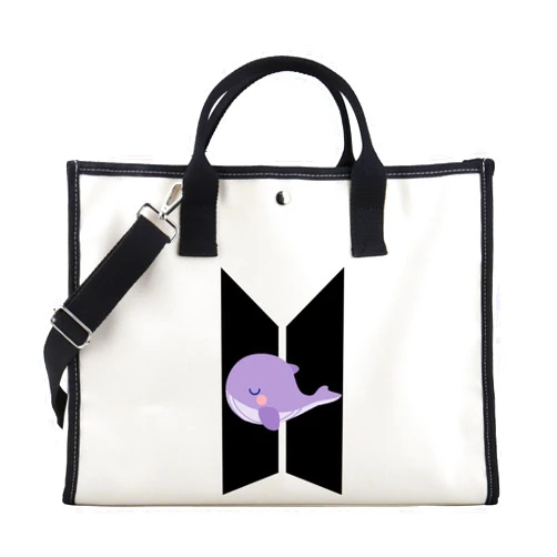 FOTAP K-pop Characters Tote Bag Bangtan Boys Gift Purple Whale Tote BT Inspired Shoulder Bag Army Members Fans Merch