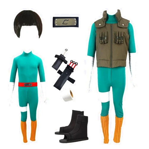 GDXMCCOS US size Anime Rock Cosplay Costume lee Green Jumpsuit Halloween suit