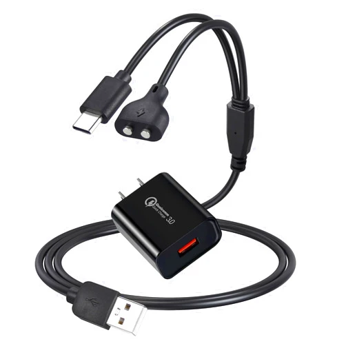Weishan Dog Shock Collar Charger Cord for Jugbow DT-61 Dog Training Collar, 2-in-1 USB C and Magnetic Bark Collar Charging Cable with 18W Wall Charger for Dogs