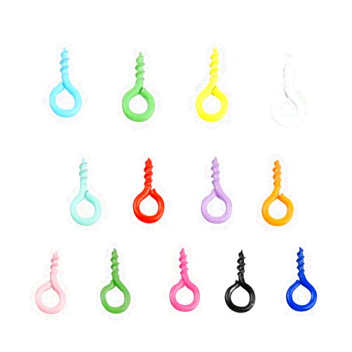 UUYYEO 500 Pcs 4 x 8mm Small Screw Eye Pins Mini Eye Hooks Small Eyelet Screws Colorful Metal Eye Pins Screw Threaded Clasps for Jewelry Making