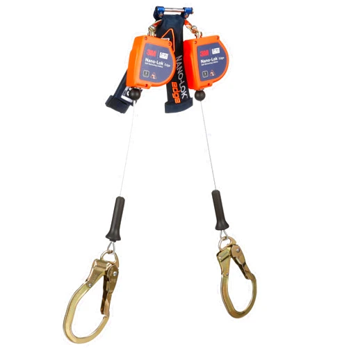 3M DBI-SALA Nano-Lok Edge Twin-Leg Personal Self-Retracting Lifeline 3500276, Cable, Steel Rebar Lock Hook, 8 ft. Class 2, ANSI