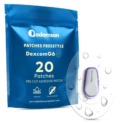 Adamson Dexcom G6 Over Patches Waterproof – 20 Transparent Adhesive Patches – CGM Covers No Glue on Sensor – Strong Hold – Hypoallergenic & Sweatproof