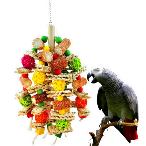 Cokliomc Parrot Toys, Natural Corn cob Bird chew Toys for Small and Medium-Sized Macaws, African Grey Parrots, Amazon Parrots, Medium-Sized Bird cage Toys