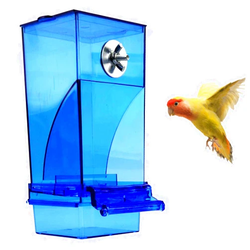 Hamiledyi No Mess Bird Cage Feeder Automatic Parrot Seed Feeders with Perch Acrylic Transparent Seed Food Container Cage Accessories for Small and Medium Parakeets Lovebirds