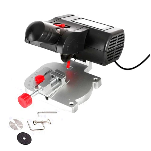 Mefape Mini Miter Saw Electric Power Table Saw Benchtop Cut-Off Chop Saw, Max 45 Degree with Adjust Miter Gauge, DIY Cutting Tools for Crafts Miniatures Metal Wood Cutter