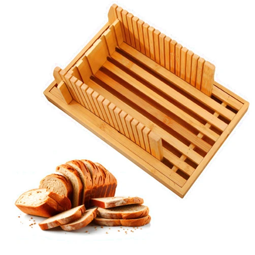 LUCME Bread Slicer for Homemade Bread, Bread Slicing Guide For Slicing Sourdough Bread and Other Wider Loaves,Bamboo Bread Slicing Adjustable Width,Suitability for Homemade Bread.