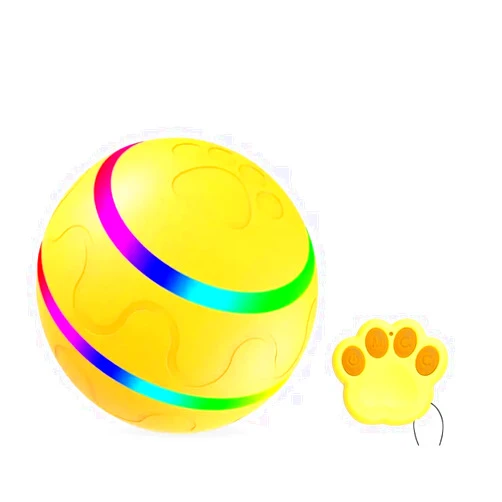 Generic Interactive Dog/Cat Toys Ball, Active Wicked Dog/Cat Ball with Remote Control, Automatic Rolling Bouncing Dog or Cat Ball with Light, Toys for S/M Dog or Cats, 2 Colors (Yellow)