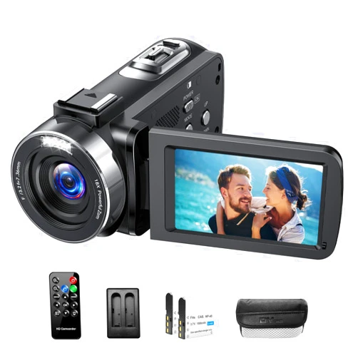 CAMWORLD Video Camera 4K Camcorder 42MP 3 Inch 270° Rotation Screen YouTube Vlogging Camera 18X Zoom Digital Camcorder Video Recorder with 2 Batteries