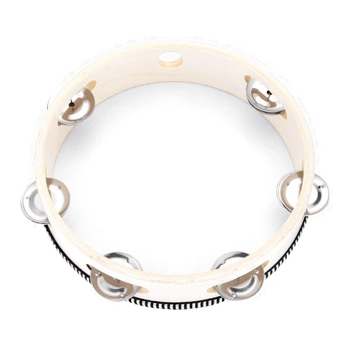 Musfunny Tambourine for Church 8 inch Hand Held Drum Bell Birch Metal Jingles Percussion Musical Educational Drum Instrument for KTV Party Kids Games by Musfunny (8 inch)