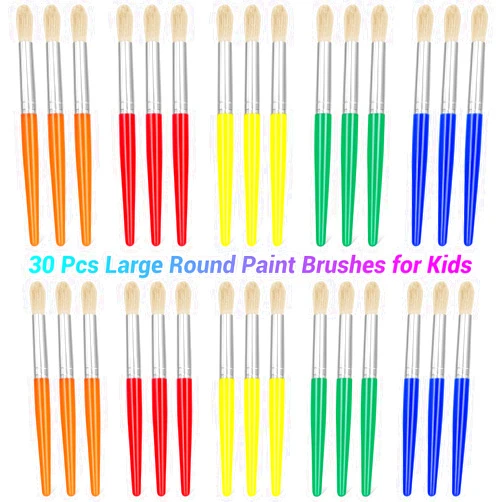 Anezus 30Pcs Paint Brushes, Anezus Round Paint Brushes for Kids Classroom Toddlers Paint Brush Set for Touch Up Preschool Daycare Washable Acrylic Paint Pumpkin Painting