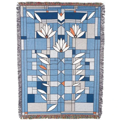Uniart Frank Lloyd Wright Waterlilies Tapestry Throw Blue