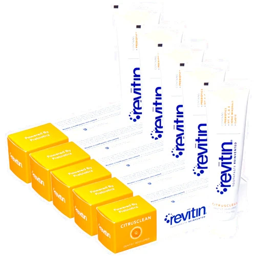 Revitin Natural Toothpaste and Prebiotic Oral Therapy 3.4oz (3.4 Ounce (Pack of 5))