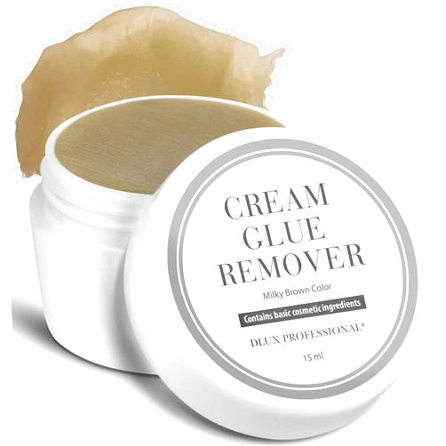 DLUX PROFESSIONAL Eyelash Extensions Cream Glue Remover - 15ml, Natural Pigment, Professional Eyelashes Extensions Adhesive Remover Cream Type, Fast Dissolution, Eyelash Extension Supplies, Oatmeal Color