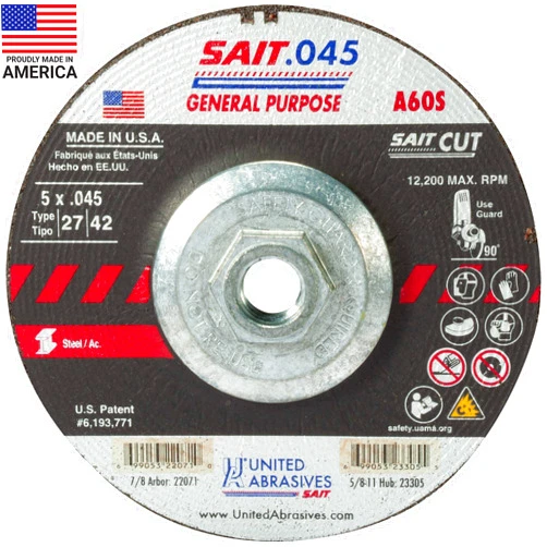 United Abrasives-SAIT 23305 A60S General Purpose Cut-Off Wheels (Type 27/Type 42 Depressed Center) 5