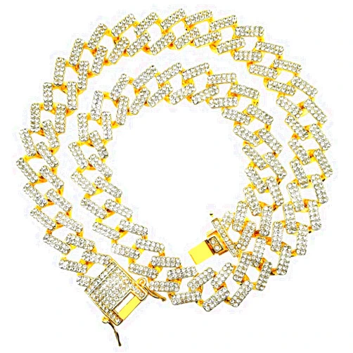 HH BLING EMPIRE Iced Out Diamond Cuban Link Chain for Men Women Silver Gold Miami Cuban Necklaces Hip Hop 16-30 Inches