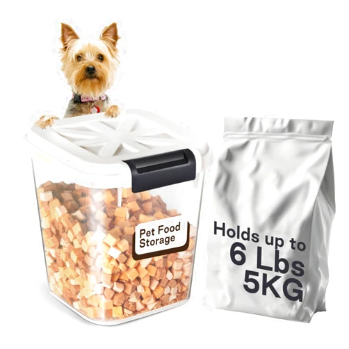 LivLab Mker 5 lbs Dog Food Storage Container with Lids Airtight Pet Food Container Cat Treat Container, Dry Pet Food Storage Bin for Cereal, Birds, Rice and Grain(6 lbs), White