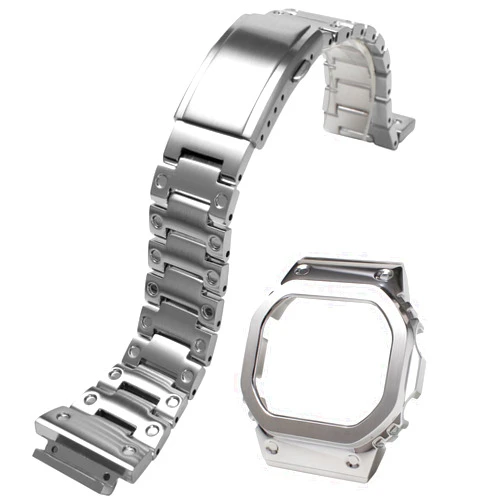 Korlexchi MOD Kit Metal Watchband and Watch Case Compatible with Casio For G-SHOCK Men's DW-H5600 316 Stainless Steel Bracelet Band Strap and Bezel