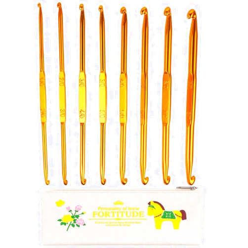 BENBO Crochet Hooks Set with Case, BENBO 10PCS Double Ended Crochet Hooks Golden Aluminum Sweater Yarn Knitting Needles Weave Craft Tool Kit for DIY Sewing, 1-8mm